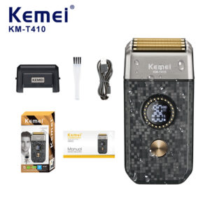 KEMEI Km-t410 13 Speeds 1200mAh 9000RPM Electric Beard Razor IPX6 Waterproof Hair Balding Machine Triple Blade with Mini Shaver