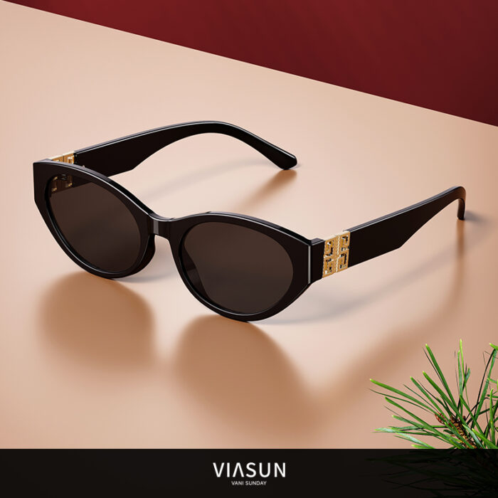薇尚复古猫眼防紫外线太阳镜8058