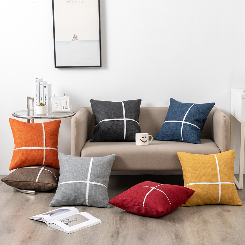 Cotton-Linen Cross Cushion Cover