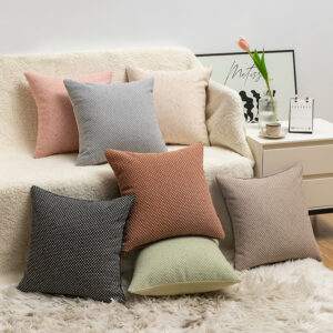 Chenille Cushion Cover with Diamond Pattern and Colorful Dots