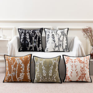 Chenille Vine-Patterned Cushion Cover