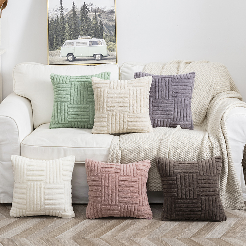 Flannel Cushion Cover with Three Stripes