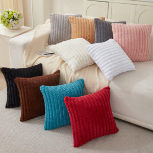 Faux Rabbit Fur Sprayed Flower Cushion Cover